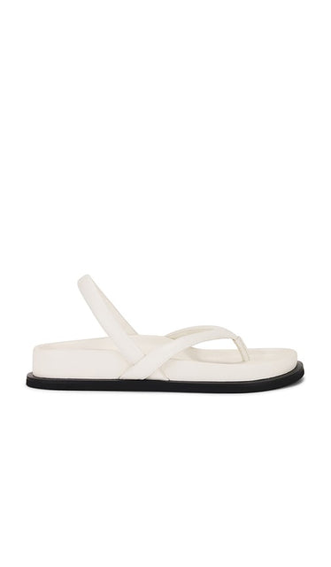 St. Agni Sling Back Thong Sandal in Cream | Tofu Flat Sandals for Women