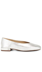 Sam Edelman Kasey Flat in Metallic Silver | Soft Silver Ballet Flats for Women
