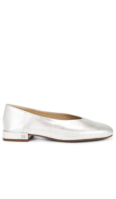 Sam Edelman Kasey Flat in Metallic Silver | Soft Silver Ballet Flats for Women