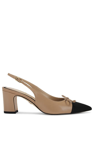 Sam Edelman Willette Sling Back in Beige | Soft Beige & Black Pump Heels for Women