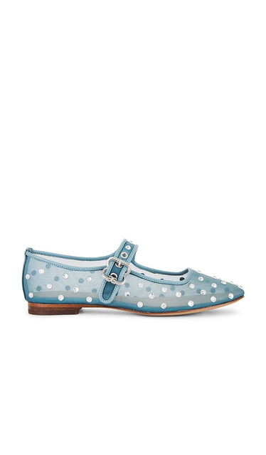 Sam Edelman Michaela Shine Flat in Blue | Coastal Blue Ballet Flats for Women