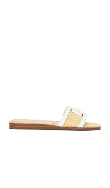 Sam Edelman Irina Sandal in Tan | Bright White Bleached Flat Slides for Women