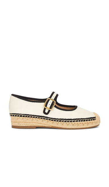 Sam Edelman Mackie Flat in White | Ivory & Black Mary Jane Flats for Women