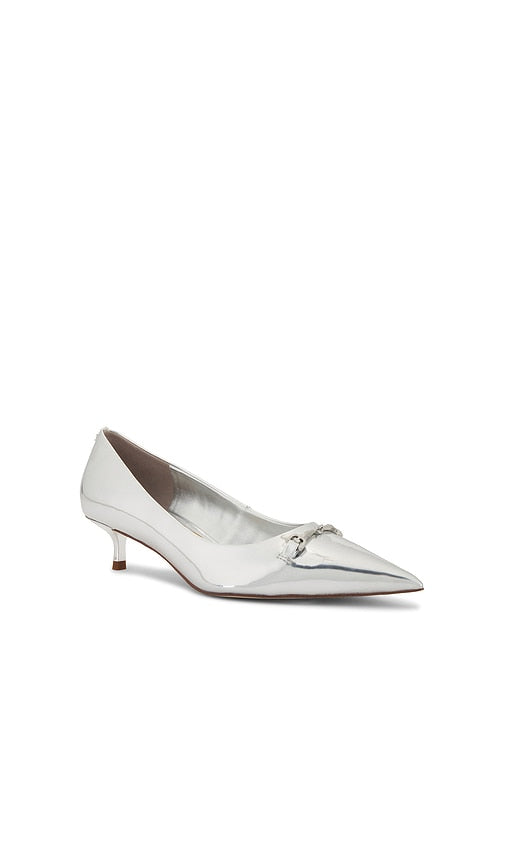 Sam Edelman Kaya Mini Heel in Metallic Silver, grey