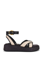 Sam Edelman Nylie Sandal in Black | Natural & Black Flat Sandals for Women