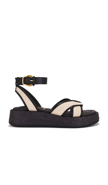Sam Edelman Nylie Sandal in Black | Natural & Black Flat Sandals for Women