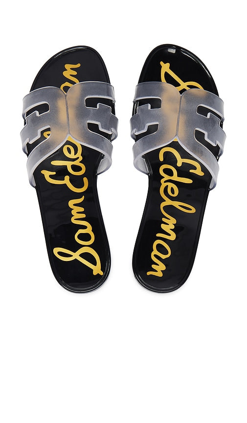 Sam Edelman Bay Jelly Sandal in Black | Clear & Black Flat Sandals for Women