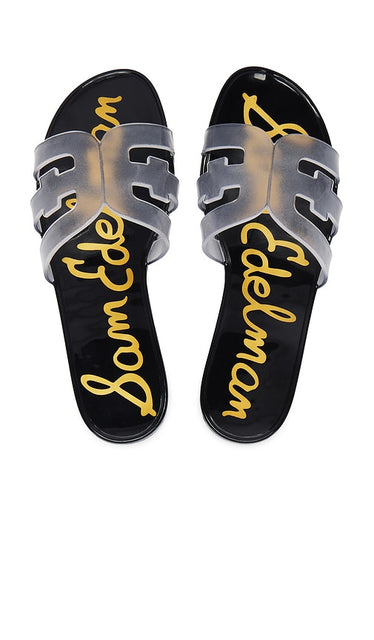 Sam Edelman Bay Jelly Sandal in Black | Clear & Black Flat Sandals for Women