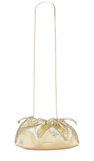 Studio Amelia Mini Drawstring Bag in Metallic Gold