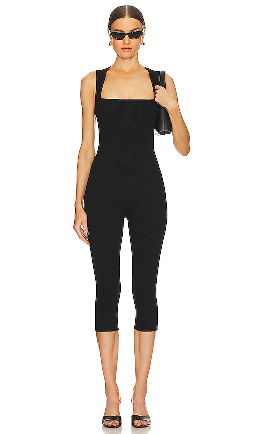 SANS FAFF Bell Pedal Pusher Jumpsuit in Black - Combinaison SANS FAFF Bell Pedal Pusher en noir - SANS FAFF 黑色钟形踏板推杆连身裤 - SANS FAFF Bell Pedal Pusher Overall in Schwarz - SANS FAFF 벨 페달 푸셔 점프수트블랙 색상 - Tuta SANS FAFF Bell Pedal Pusher in nero