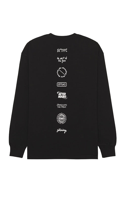 SATURDAYS NYC Collage Stack Tee in Black - SAMEDIS NYC - T-shirt Collage Stack en noir - SATURDAYS NYC 黑色拼贴 Stack T 恤 - SATURDAYS NYC Collage Stack T-Shirt in Schwarz - SATURDAYS NYC 콜라주 스택 티셔츠 블랙 색상 - T-shirt con collage di SATURDAYS NYC in nero