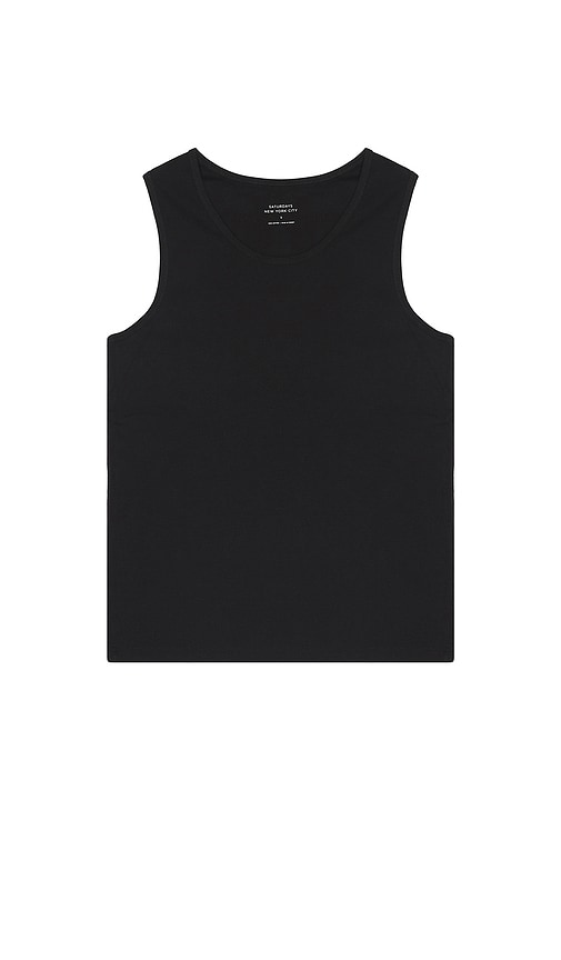 SATURDAYS NYC Cotton Rib Tank in Black - SAMEDIS NYC Débardeur côtelé en coton noir - SATURDAYS NYC 黑色棉罗纹背心 - SATURDAYS NYC Baumwoll-Ripp-Tanktop in Schwarz - SATURDAYS NYC 코튼 립 탱크블랙 색상 - Canotta a costine in cotone SATURDAYS NYC in nero