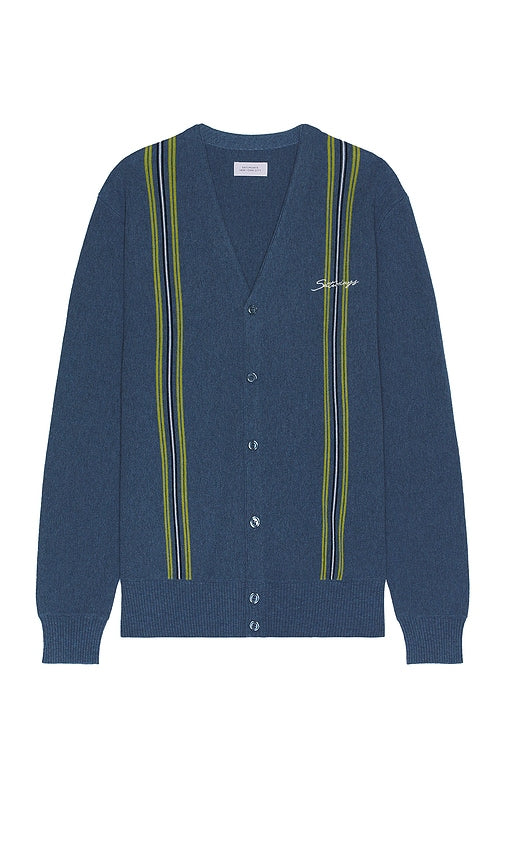 SATURDAYS NYC Michael High Guage Knit Cardigan in Blue - SAMEDIS NYC Michael - Cardigan en maille de calibre élevé en bleu - SATURDAYS NYC Michael 高规格蓝色针织开衫 - SATURDAYS NYC Michael High Guage Strickcardigan in Blau - SATURDAYS NYC Michael 하이 게이지 니트 카디건 블루 색상 - Cardigan in maglia Michael High Gauge di SATURDAYS NYC in blu