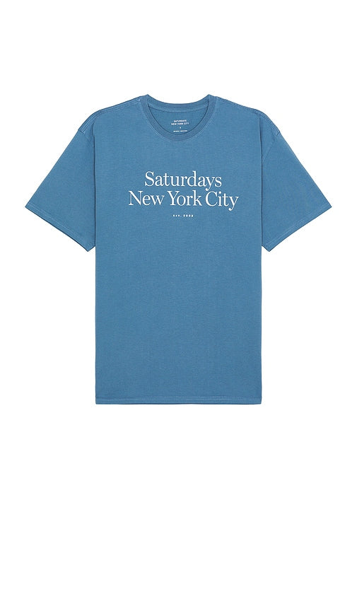 SATURDAYS NYC Miller Standard Short Sleeve Tee in Blue - SAMEDIS NYC Miller Standard - T-shirt à manches courtes en bleu - SATURDAYS NYC Miller 标准蓝色短袖 T 恤 - SATURDAYS NYC Miller Standard Kurzarm-T-Shirt in Blau - SATURDAYS NYC Miller 스탠다드 반소매 티셔츠 (블루 색상) - T-shirt a maniche corte standard SATURDAYS NYC Miller in blu