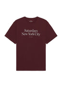 SATURDAYS NYC Miller Standard Tee in Burgundy - SAMEDIS NYC Miller - T-shirt standard en bordeaux - 星期六 纽约 勃艮第米勒标准 T 恤 - SATURDAYS NYC Miller Standard T-Shirt in Burgunderrot - SATURDAYS NYC Miller 스탠다드 티셔츠 - Maglietta standard Miller di SATURDAYS NYC in Borgogna