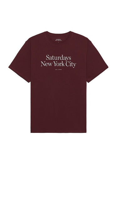 SATURDAYS NYC Miller Standard Tee in Burgundy - SAMEDIS NYC Miller - T-shirt standard en bordeaux - 星期六 纽约 勃艮第米勒标准 T 恤 - SATURDAYS NYC Miller Standard T-Shirt in Burgunderrot - SATURDAYS NYC Miller 스탠다드 티셔츠 - Maglietta standard Miller di SATURDAYS NYC in Borgogna