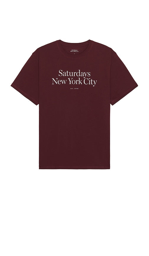 SATURDAYS NYC Miller Standard Tee in Burgundy - SAMEDIS NYC Miller - T-shirt standard en bordeaux - 星期六 纽约 勃艮第米勒标准 T 恤 - SATURDAYS NYC Miller Standard T-Shirt in Burgunderrot - SATURDAYS NYC Miller 스탠다드 티셔츠 - Maglietta standard Miller di SATURDAYS NYC in Borgogna