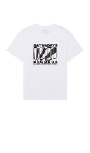 SATURDAYS NYC Records Tee in White - T-shirt SAMEDIS NYC Records en blanc - SATURDAYS NYC Records 白色 T 恤 - SATURDAYS NYC Records T-Shirt in Weiß - SATURDAYS NYC Records 티셔츠 화이트 색상 - T-shirt SATURDAYS NYC Records in bianco