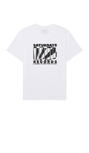 SATURDAYS NYC Records Tee in White - T-shirt SAMEDIS NYC Records en blanc - SATURDAYS NYC Records 白色 T 恤 - SATURDAYS NYC Records T-Shirt in Weiß - SATURDAYS NYC Records 티셔츠 화이트 색상 - T-shirt SATURDAYS NYC Records in bianco