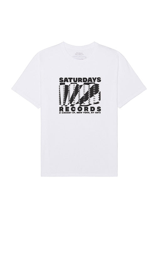 SATURDAYS NYC Records Tee in White - T-shirt SAMEDIS NYC Records en blanc - SATURDAYS NYC Records 白色 T 恤 - SATURDAYS NYC Records T-Shirt in Weiß - SATURDAYS NYC Records 티셔츠 화이트 색상 - T-shirt SATURDAYS NYC Records in bianco