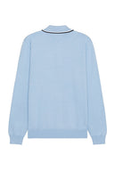SATURDAYS NYC Saji Zip Polo Sweater in Baby Blue