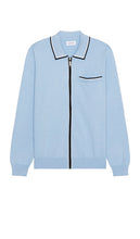 SATURDAYS NYC Saji Zip Polo Sweater in Baby Blue - SAMEDIS NYC - Pull polo zippé Saji en bleu bébé - SATURDAYS NYC Saji 淡蓝色拉链 Polo 毛衣 - SATURDAYS NYC Saji Polopullover mit Reißverschluss in Babyblau - SATURDAYS NYC Saji 지퍼 폴로 스웨터베이비 블루 색상 - Maglione polo con zip Saturdays NYC Saji in celeste