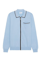 SATURDAYS NYC Saji Zip Polo Sweater in Baby Blue - SAMEDIS NYC - Pull polo zippé Saji en bleu bébé - SATURDAYS NYC Saji 淡蓝色拉链 Polo 毛衣 - SATURDAYS NYC Saji Polopullover mit Reißverschluss in Babyblau - SATURDAYS NYC Saji 지퍼 폴로 스웨터베이비 블루 색상 - Maglione polo con zip Saturdays NYC Saji in celeste