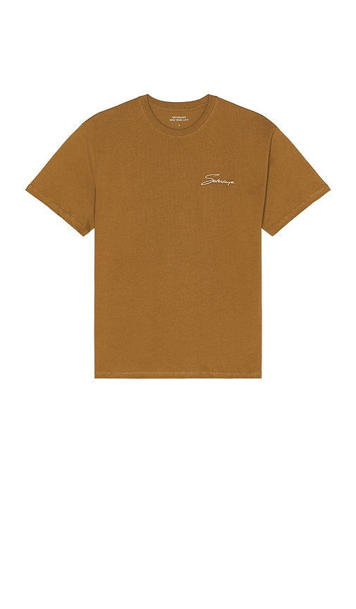SATURDAYS NYC Signature Standard Tee in Brown - T-shirt standard SATURDAYS NYC Signature en marron - SATURDAYS NYC 棕色标志性标准 T 恤 - SATURDAYS NYC Signature Standard T-Shirt in Braun - SATURDAYS NYC 시그니처 스탠다드 티셔츠 브라운 색상 - T-shirt standard firmata SATURDAYS NYC in marrone