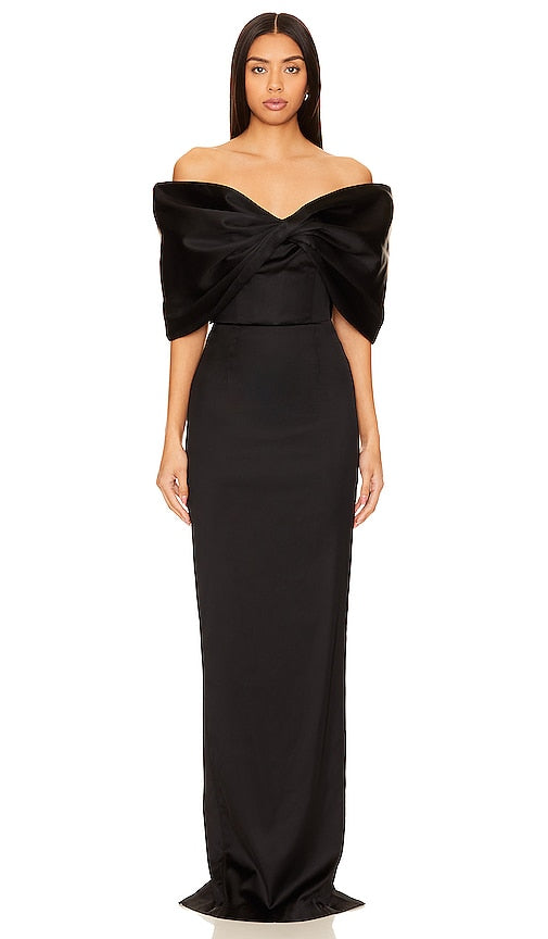 SAU LEE Paloma Gown in Black - SAU LEE Robe Paloma en Noir - SAU LEE Paloma 黑色礼服 - SAU LEE Paloma Kleid in Schwarz - SAU LEE 팔로마 가운 블랙 색상 - Abito SAU LEE Paloma in nero