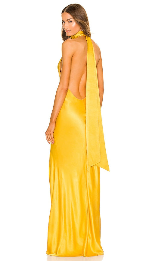 SAU LEE Penelope Gown in Yellow - Robe SAU LEE Penelope en jaune - SAU LEE Penelope 黄色礼服 - SAU LEE Penelope Kleid in Gelb - SAU LEE 페넬로페 가운 옐로우 색상 - Abito Penelope SAU LEE in giallo