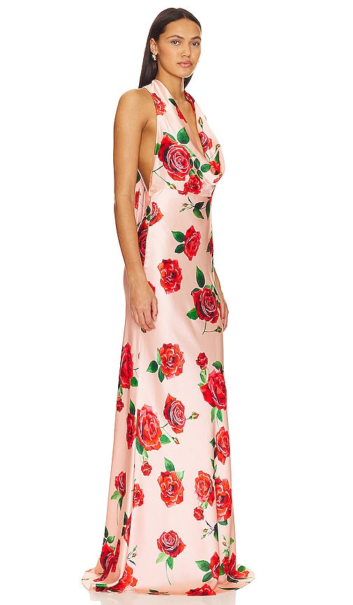 SAU LEE Presley Gown in Peach