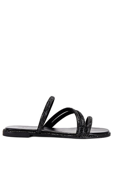 Schutz Giulia Flat in Black | Black Flat Sandals for Women