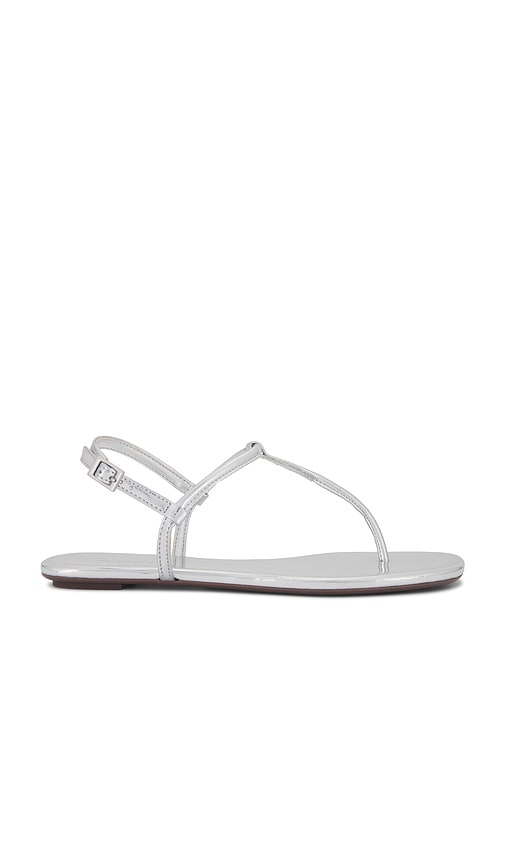 Schutz Elsha Sandal in Metallic Silver | Prata Flat Sandals for Women