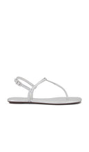 Schutz Elsha Sandal in Metallic Silver | Prata Flat Sandals for Women