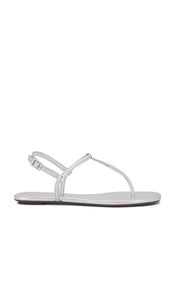 Schutz Elsha Sandal in Metallic Silver | Prata Flat Sandals for Women