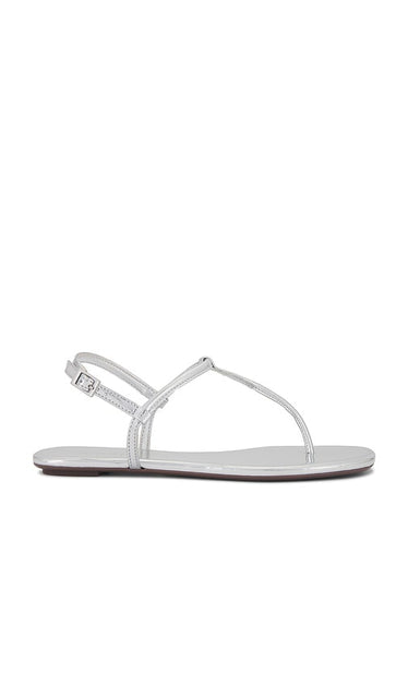 Schutz Elsha Sandal in Metallic Silver | Prata Flat Sandals for Women