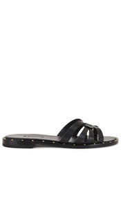 Schutz Phoenix Flat Sandal in Black | Black Flat Sandals for Women
