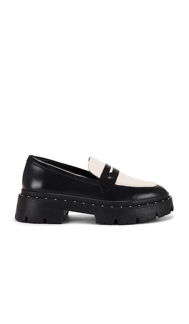Schutz Christie Flat in Black,White | Black & Pearl Loafers & Oxfords Flats for Women
