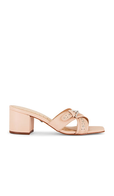 Schutz Vinnie Mule in Beige | Creamy Heeled Sandals for Women
