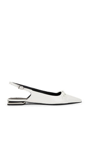 Schutz Violetta Sculpt Sling Back in White | White Sling Back Flats for Women