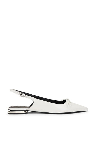 Schutz Violetta Sculpt Sling Back in White | White Sling Back Flats for Women