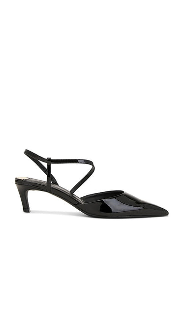 Schutz Annie Mid Pump in Black | Black Strappy Heels for Women