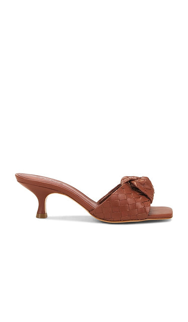 Schutz Kareena Knot Mule in Brown | Sauvage Open Toe Mules for Women
