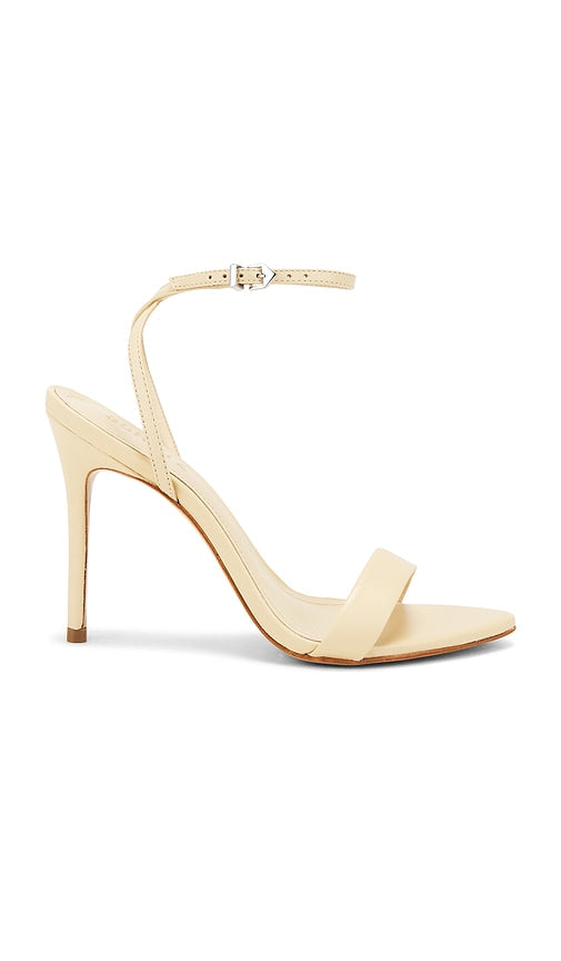 Schutz Angie Heel in Beige | Natural Nibs Open Toe Heels for Women