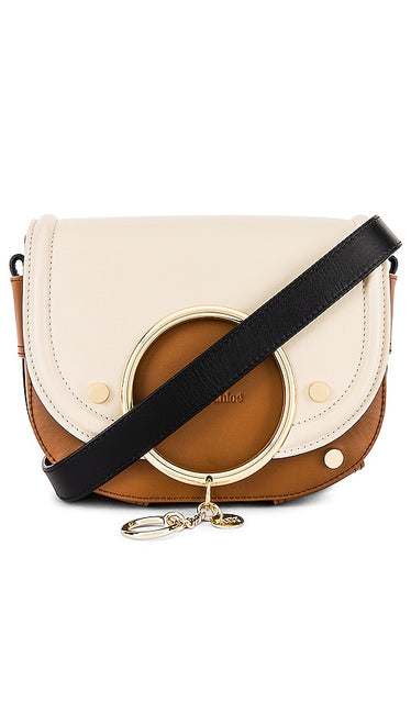 See By Chloe Mara Colorblock Medium Leather Shoulder Bag in Brown,Cream