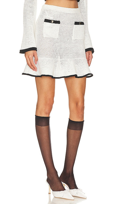self-portrait Crochet Skirt in White