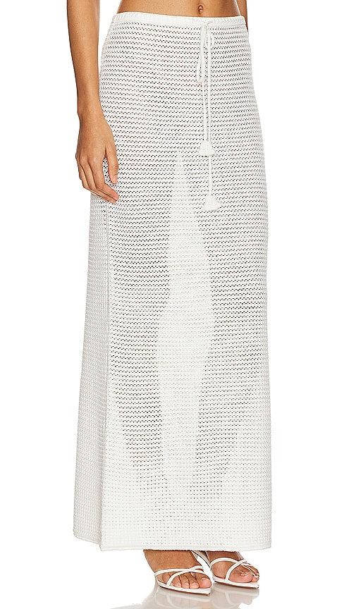 self-portrait Crochet Midi Skirt in White