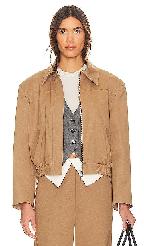 SELMACILEK Zipper Detailed Canvas Jacket in Tan