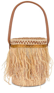 SENSI STUDIO Feathers Mini Bucket Bag in Beige