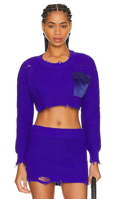 SER.O.YA Cropped Devin Sweater in Purple - SER.O.YA Pull court Devin en violet - SER.O.YA 紫色 Devin 短款毛衣 - SER.O.YA Kurzer Devin-Pullover in Lila - SER.O.YA 퍼플 크롭 데빈 스웨터 - SER.O.YA Maglione Devin corto in viola